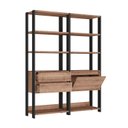 Ver imagem 3 de Estante Industrial 1 Porta 2 Gavetas 8 Prateleiras 183CMX140CM Marrom/Preto/Solanum