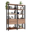 Ver imagem 2 de Estante Industrial 1 Porta 2 Gavetas 8 Prateleiras 183CMX140CM Marrom/Preto/Solanum