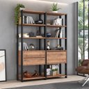 Ver imagem 1 de Estante Industrial 1 Porta 2 Gavetas 8 Prateleiras 183CMX140CM Marrom/Preto/Solanum