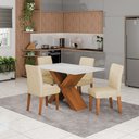 Ver imagem 2 de Conjunto de Mesa Sala de Jantar Tampo com Vidro 1,36m Grécia 4 Cadeiras Trieste Dobuê