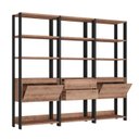 Ver imagem 3 de Estante Industrial 2 Portas 2 Gavetas 12 Prateleiras 183CMX210CM Marrom/Preto/Solanum