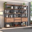 Ver imagem 1 de Estante Industrial 2 Portas 2 Gavetas 12 Prateleiras 183CMX210CM Marrom/Preto/Solanum