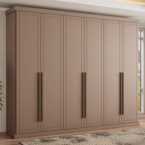 Roupeiro Capri Casal Mdp com 6 Portas 2,63m Carraro Avelã Cor:avelã