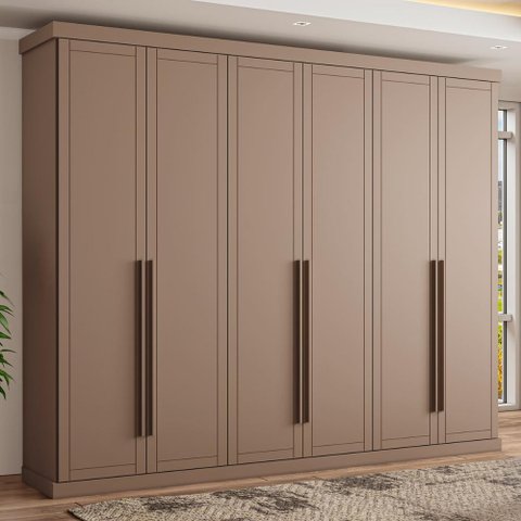 Roupeiro Capri Casal Mdp com 6 Portas 2,63m Carraro Avelã Cor:avelã