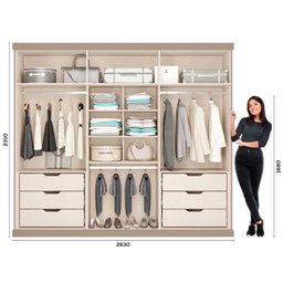 Roupeiro Capri Casal Mdp com 6 Portas 2,63m Carraro Avelã Cor:avelã - 4