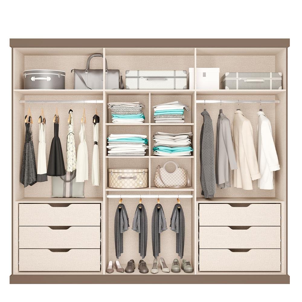 Roupeiro Capri Casal Mdp com 6 Portas 2,63m Carraro Avelã Cor
