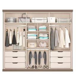 Roupeiro Capri Casal Mdp com 6 Portas 2,63m Carraro Avelã Cor:avelã - 5