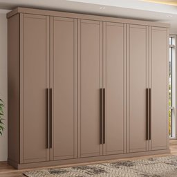 Roupeiro Capri Casal Mdp com 6 Portas 2,63m Carraro Avelã Cor:avelã - 2