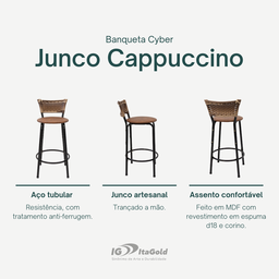 Kit 2 Bancos para Bancada Cozinha Gourmet Junco Cappuccino Balcão Ilha Banqueta 60cm Itagold - 3