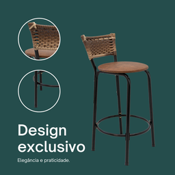 Kit 2 Bancos para Bancada Cozinha Gourmet Junco Cappuccino Balcão Ilha Banqueta 60cm Itagold - 4