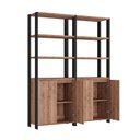 Ver imagem 3 de Estante Industrial 4 Portas 8 Prateleiras M114 183CMX140CM Yescasa Marrom/Preto/Solanum