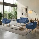 Ver imagem 1 de Kit Namoradeira Decorativa e 2 Poltronas Confortável para Sala Recepção Manicure Alice Suede