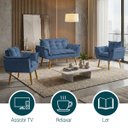 Ver imagem 5 de Kit Namoradeira Decorativa e 2 Poltronas Confortável para Sala Recepção Manicure Alice Suede