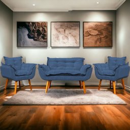 Kit Namoradeira Decorativa + 2 Poltronas Reforçadas Para Amamentação Suede - 1