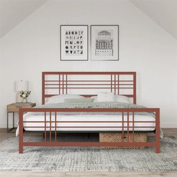 Cama Casal Robusta Aço Ferro Tamanho Queen 158cmx198cm Cor Rosê Estilo Industrial Mobbili Ca-04 - 1