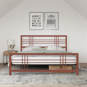 Cama Casal Robusta Aço Ferro Tamanho Queen 158cmx198cm Cor Rosê Estilo Industrial Mobbili Ca-04