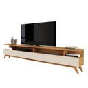 Ver imagem 2 de Rack para TV até 86 Polegadas MDF 217cm Pés em Madeira Maciça Vivare Wood 2.2 com 3 Gavetas e Branco Off White/Nature