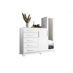 Cômoda com Espelho 5 Gavetas 2 Portas New Master Albatroz Móveis - 7 Cômoda com Espelho 5 Gavetas 2 Portas New Master Albatroz Móveis - 7