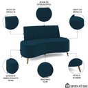 Ver imagem 3 de Sofá 2 Lugares para Sala Living 160cm Pés Palito Tamar K04 Veludo Azul - Mpozenato