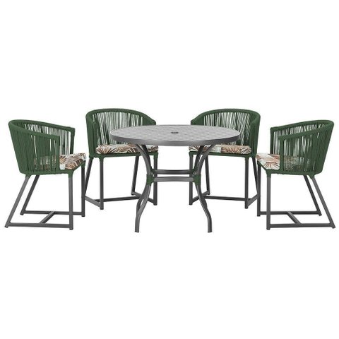 Mesa com 4 Cadeiras e Noronha Estofado 6 Trama Original Verde
