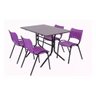 Jogo Mesa 1,20x70 Preta para Sorveterias e Restaurantes com 4 Cadeiras Iso Roxo - 2