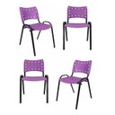 Ver imagem 6 de Jogo Mesa 1,20x70 Preta para Sorveterias e Restaurantes com 4 Cadeiras Iso Roxo