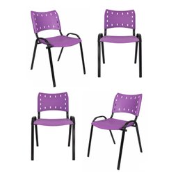 Jogo Mesa 1,20x70 Preta para Sorveterias e Restaurantes com 4 Cadeiras Iso Roxo - 6