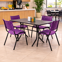 Ver imagem 1 de Jogo Mesa 1,20x70 Preta para Sorveterias e Restaurantes com 4 Cadeiras Iso Roxo