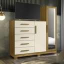 Ver imagem 1 de Cômoda com Espelho 5 Gavetas 2 Portas New Master