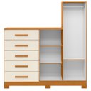 Ver imagem 4 de Cômoda para Quarto 5 Gavetas e 2 Portas com Espelho New Master Bege/Cinamomo/Off White