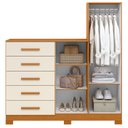 Ver imagem 7 de Cômoda para Quarto 5 Gavetas e 2 Portas com Espelho New Master Bege/Cinamomo/Off White