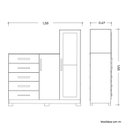 Ver imagem 3 de Cômoda para Quarto 5 Gavetas e 2 Portas com Espelho New Master Bege/Cinamomo/Off White