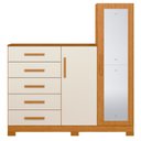 Ver imagem 2 de Cômoda para Quarto 5 Gavetas e 2 Portas com Espelho New Master Bege/Cinamomo/Off White