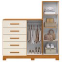 Ver imagem 6 de Cômoda para Quarto 5 Gavetas e 2 Portas com Espelho New Master Bege/Cinamomo/Off White