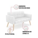 Ver imagem 5 de Kit 1 Sofá Namoradeira e 2 Poltronas Elisa Corano Branco Pés Palito Natural - D'Rossi