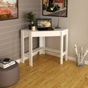 Ver imagem 1 de Escrivaninha Mesa Escritório de Canto com ME4172 1 Gaveta 76,5cm Espresso Móveis Branco