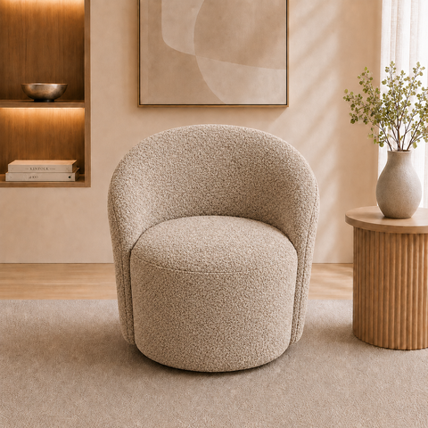 Poltrona Decorativa Yara Boucle Moscow Sala Estar Quarto Recepção Confortável