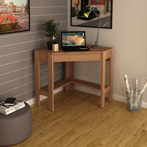 Escrivaninha Mesa Escritório de Canto com ME4172 1 Gaveta 76,5cm Espresso Móveis Amendoa