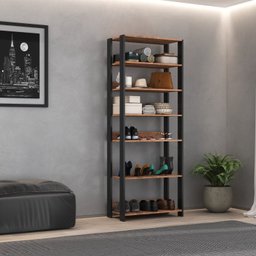 Estante Sapateira Multiuso Industrial 6 Prateleiras M121 Marrom/Preto/Solanum - 1 Estante Sapateira Multiuso Industrial 6 Prateleiras M121 Marrom/Preto/Solanum - 1