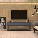 Ver imagem 1 de Rack Eros Estilo Industrial 140cm Sala Estar Cinza/Preto