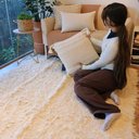 Ver imagem 2 de Tapete Artesanal Algodão Sala Quarto Cru Peludo Plush 150 x 200