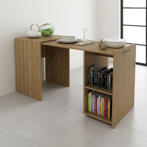 Escrivaninha Retrátil Mesa Escritório ME4170 54cm Amendoa