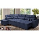 Ver imagem 1 de Sofá de Canto Retrátil e Reclinável Esquerdo 3,40x2,36m Molas Cama inBox Espanha Velusoft Azul