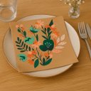 Ver imagem 3 de Guardanapo Estampado Flores Verde e Laranja Folhas Duplas 33cm 20 Folhas - Tuut