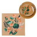 Ver imagem 1 de Guardanapo Estampado Flores Verde e Laranja Folhas Duplas 33cm 20 Folhas - Tuut