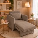 Ver imagem 1 de Sofá Cama Solteiro 1 Lugar 175cm Daiana Suede Capuccino Império Decor