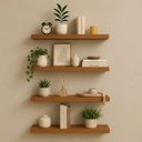 Ver imagem 1 de Kit 4 Prateleiras MDF 50x20 Moderna Suporte Invisivel 25mm Italian Noce