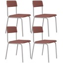 Ver imagem 1 de Kit 04 Cadeiras Estofada para Sala de Jantar Sense Branco C01 Linho Rosê - Lyam Decor