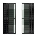 Ver imagem 1 de Porta de Alumínio de Correr 6 Folhas Com Trinco Abertura Central 210x150cm Preto Allo Esquadrias