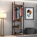 Ver imagem 1 de Guarda Roupa Closet Industrial 4 Prateleiras 1 Cabideiro M117 Marrom/Preto/Solanum